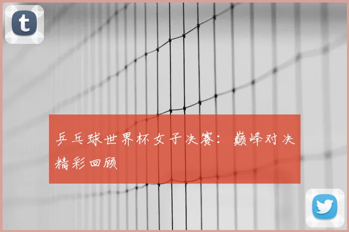 乒乓球世界杯女子决赛:巅峰对决精彩回顾